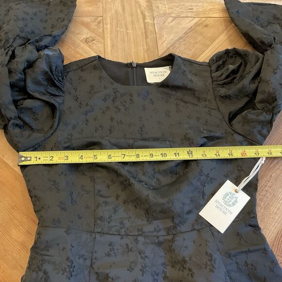 Tuckernuck Hyacinth House Black Jacquard Puff Sleeve Midi Darcy Dress Small NWT - Picture 8 of 11